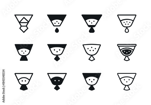 Coffee Filter Icons. Used Coffee Filter. Icon set. Set Logo of U