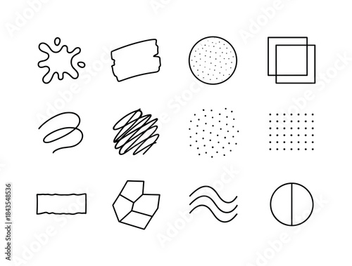 Abstract Line Art Icons. Abstract mixed media. Line icon set of