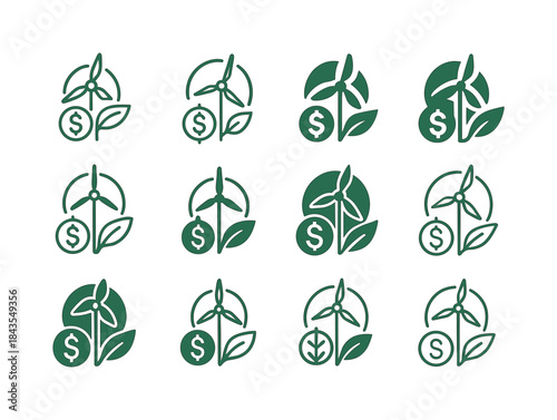 Environmental Tax Icons. Environmental tax incentives. Icon set.