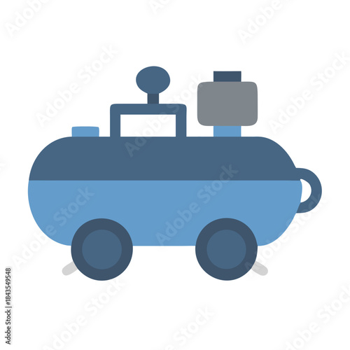 Flat vector illustration of a blue air compressor unit