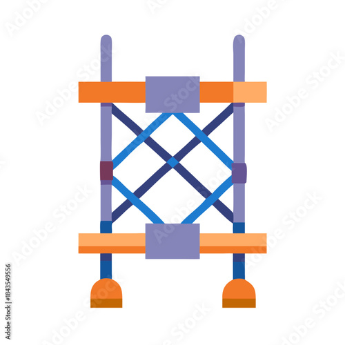 Simple flat illustration of scaffolding on a black background