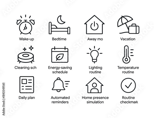 Smart Routine Icons. Smart routines. Line icon set of Smart rout