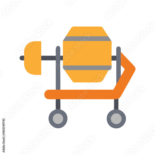 Concrete mixer icon on black background, construction equipment