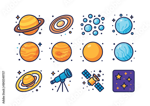 Saturn Isometric Icons Set. saturn. Colorful isometric vector ic