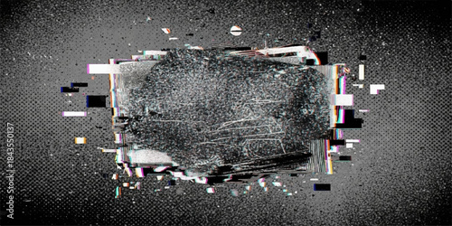 Old industry construction on the street with people work and cargo business in a grunge film strip black and white abstract background