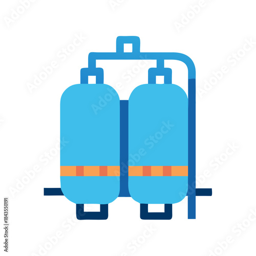 Industrial water treatment system with cylindrical tanks and piping