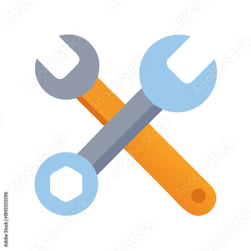 Two crossed wrenches illustration on dark background representing repair
