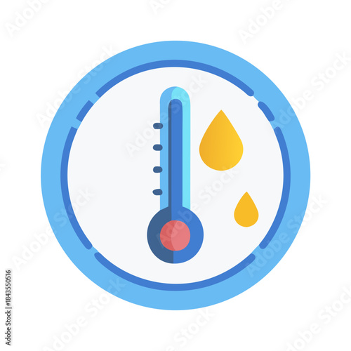 Temperature and humidity icon depicting hot humid weather conditions