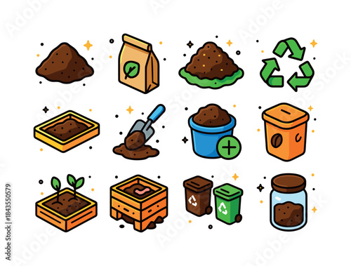 Coffee Waste Icons. Coffee waste. Colorful isometric vector icon