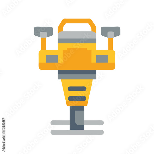 Vibratory plate compactor illustration on black background flat style