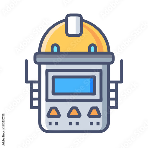 Industrial safety device icon with yellow hard hat element