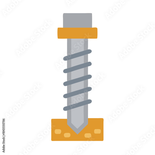 Flat design illustration of screw being inserted into wood