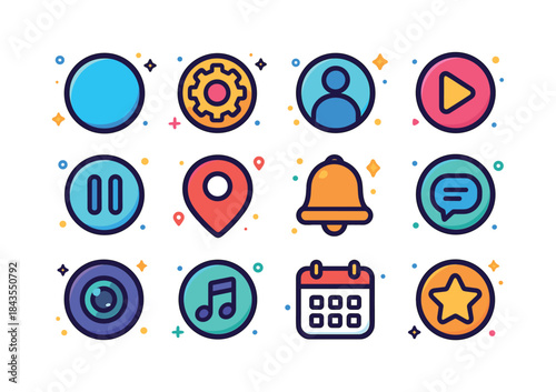 Colorful Round Icons. Round icons. Colorful isometric vector ico