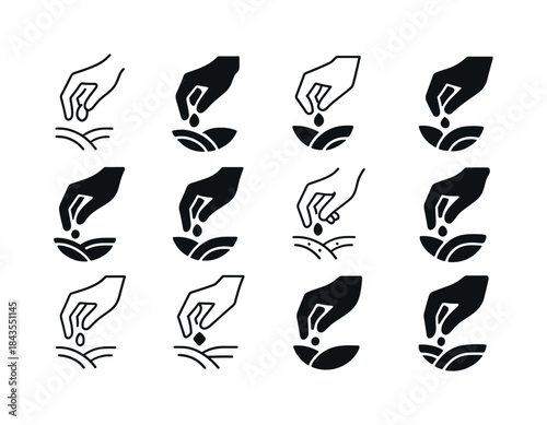 Sowing Logo Variations. Sowing. Icon set. Set Logo of sowing: Se
