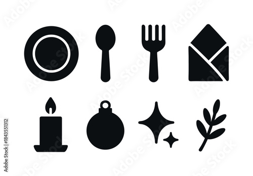 Red Fox Winter Icons. Red fox winter moment. Line outline icon set of Red fox winter moment: fox silhouette,