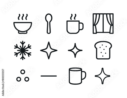 Cozy Holiday Icons. Cozy holiday family portrait. Filled icon set of cozy holiday family portrait: group