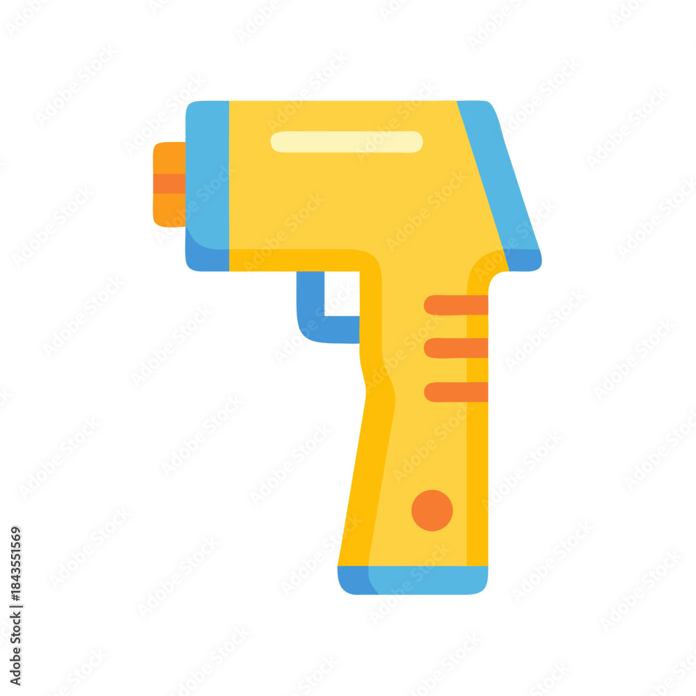 Fototapeta premium Digital yellow and blue non-contact thermometer vector illustration