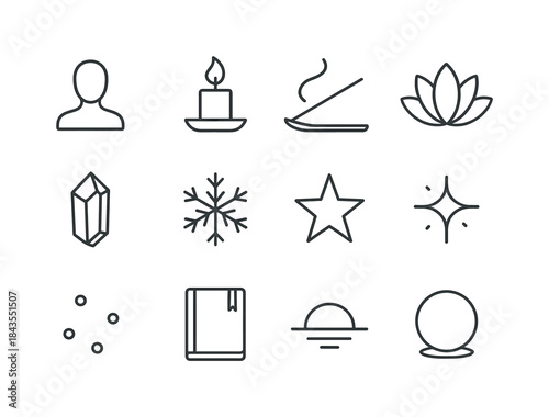 Festive Craft Icon Set. Teens crafting festive décor. Filled icon set of teens crafting festive décor: teen
