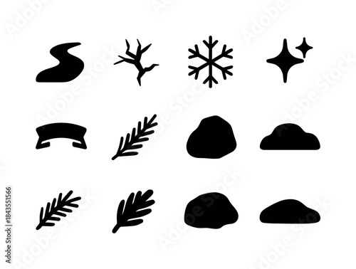 Festive Gingerbread Icons. Gingerbread cookies with festive seasonal decorations. Line outline icon set of