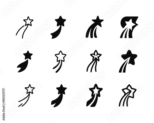 Shooting Star Logos. Dreams coming true. Icon set. Set Logo of d