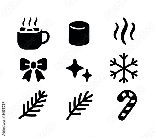 Frosty Peaks Icon Set. Distant frosty peaks collection. Filled icon set of distant frosty peaks collection: