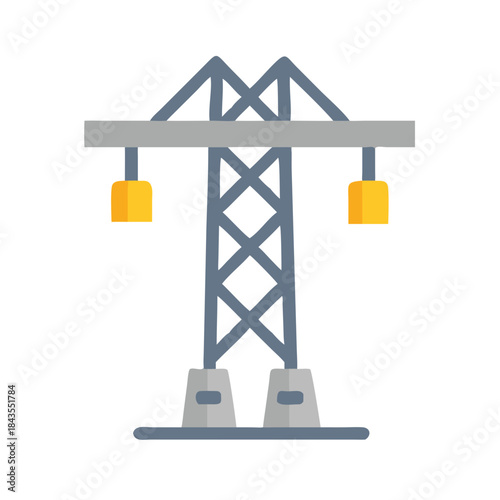 Illustration of a high voltage power transmission tower line