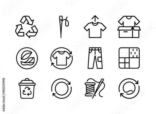 Circular Fashion Icons. Circular fashion. Line icon set of circu