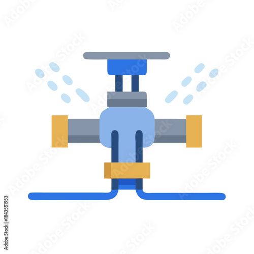 Irrigation system graphic spraying water flat vector illustration