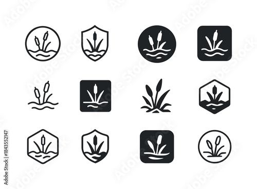 Wetland Conservation Icons. preserving wetlands. Icon set. Set L