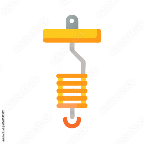 Vibrant illustration of a crane hook and lift system