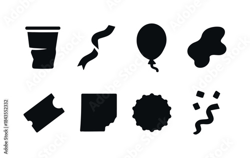 Winter Night Icon Set. Winter night scene. Filled icon set of winter night scene: moon silhouette, star