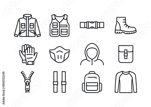 Midnight Celebration Icons. City street after midnight celebration. Filled icon set of city street after