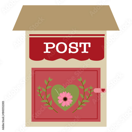 Cute Valentine Mailbox with Floral Wreath Decoration