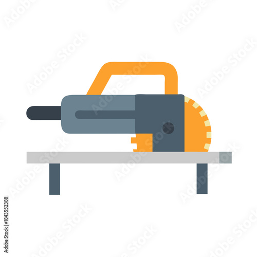 Flat illustration of circular saw on work table