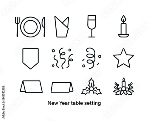 Minimal Festive Icons. Minimal festive icons. Filled icon set of minimal festive icons: star, bell, ornament