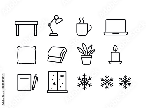 Front Door Icons. Front door elements. Filled icon set of front door elements: door frame, doormat, door