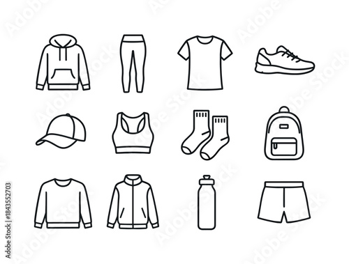 Winter Workspace Icons. Calm winter workspace. Line outline icon set of Calm winter workspace: desk, lamp, mug