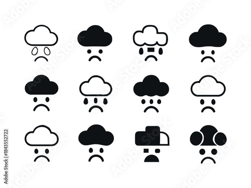 Weather Mood Icons. How Weather Affects Mood. Icon set. Set Logo
