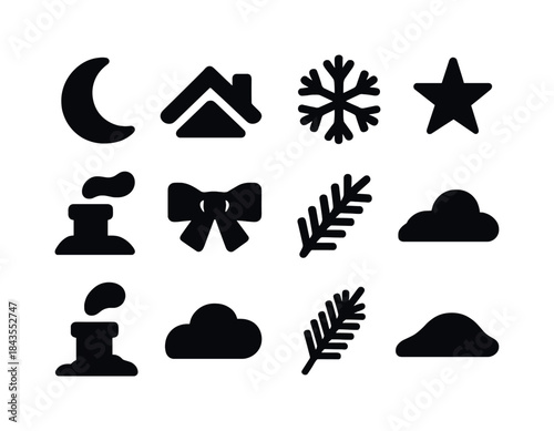 Birthday Party Icons. Birthday party elements. Filled icon set of birthday party elements: birthday hat, cake