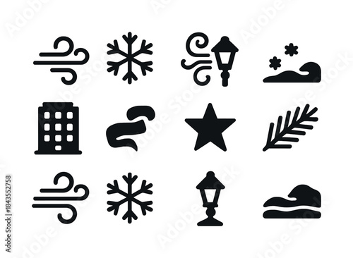 Snowflake Pattern Collection. Snowflake pattern collection. Filled icon set of snowflake pattern collection: