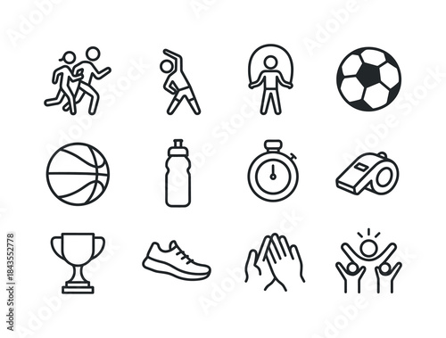 Family Fitness Icons. Family Fitness. Line icon set of Family Fi