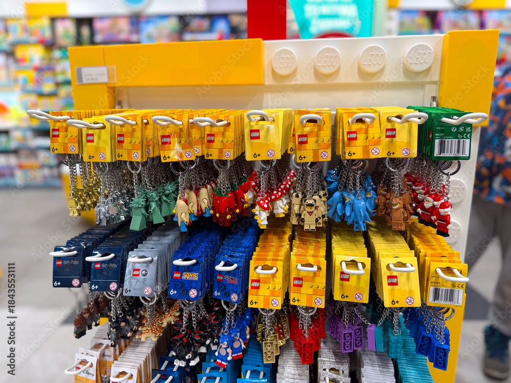 Fototapeta premium Colorful character keychain display rack