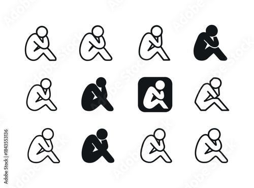 Depression Logo Variations. depression. Icon set. Set Logo of de