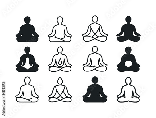 Yoga Icon Harmony. People meditating or practicing yoga. Icon se