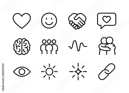 Emotional Connection Icons. Emotional connection. Line icon set