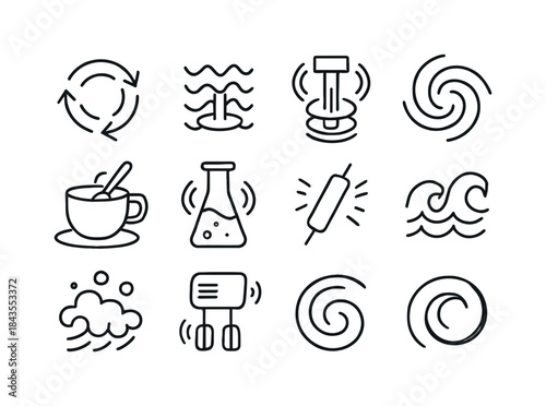 Agitation Icon Set. Agitation. Line icon set of Agitation: swirl