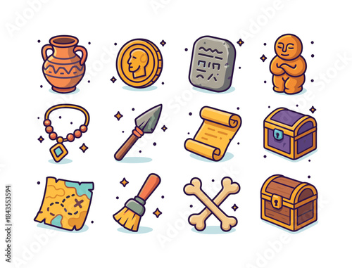 Colorful Artifact Icons. Artifacts. Colorful isometric vector ic
