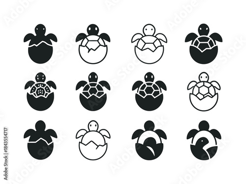 Turtle Icon Variations. Turtle. Icon set. Set Logo of turtle: ba