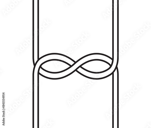 Elegant intertwined rope design minimalist vector graphic on transparent background silhouette