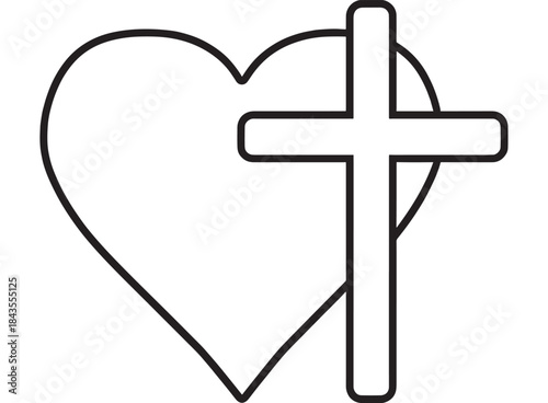 Simple heart and cross graphic design element on transparent background silhouette